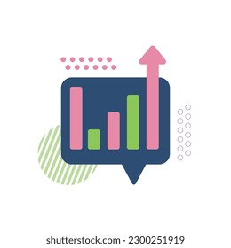 Growing bar graph illustration on Speech Bubble. Investment and financial growth concept.