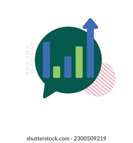 Growing bar graph illustration on Speech Bubble. Investment and financial growth concept.
