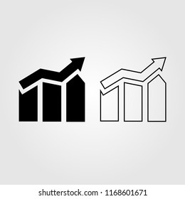 Growing bar graph line icon flat style isolated on background. Graph icon sign symbol for web site and app design.