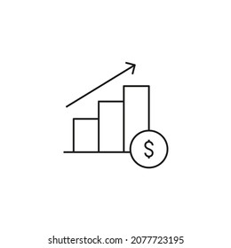 growing bar graph line style graphic design vector