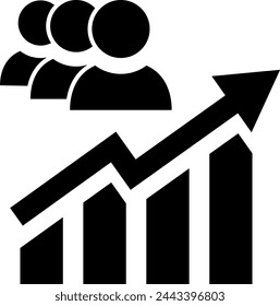 Growing bar graph and people icon for web template or mobile app design