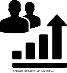 Growing bar graph and people icons for design of webpage template or mobile app