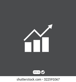 Growing bar graph with rising arrow. 