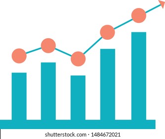 Growing bar graph trendy icon on white background for web graphic
