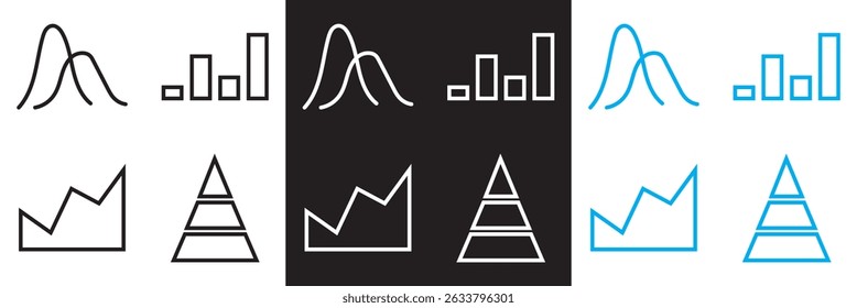 Ícone de vetor do gráfico de barras em expansão . Gráficos de negócios e ícones de gráficos. Ícone de estatística e análise. Ícone de seta para baixo ou para cima. Ilustração vetorial. isolada no plano de fundo branco e preto. EPS 10