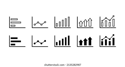 Growing bar graph vector icons set. Business graphs, charts, statistics and analytics symbol. Vector illustration