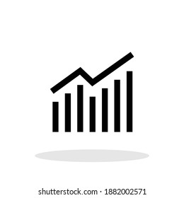 Growing bar icon in flat style. Profit symbol for your web site design, logo, app, UI Vector EPS 10.
