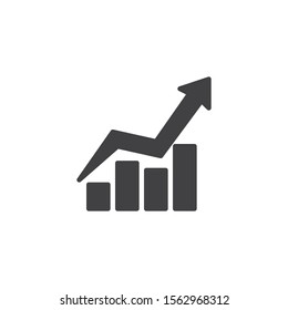 Growing bars chart vector icon. Infographic filled flat sign for mobile concept and web design. Graph statistics arrow glyph icon. Symbol, logo illustration. Finance diagram vector graphics