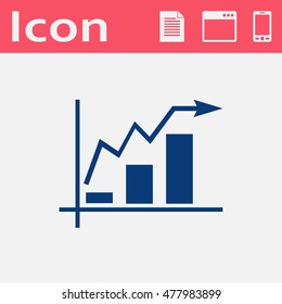 Growing bars graphic flat icon with rising arrow 