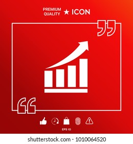 Growing bars graphic icon with rising arrow