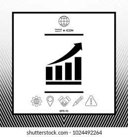Growing bars graphic icon with rising arrow