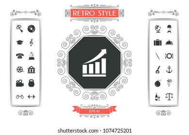 Growing bars graphic icon with rising arrow