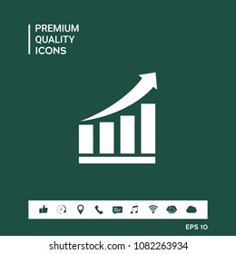 Growing bars graphic icon with rising arrow