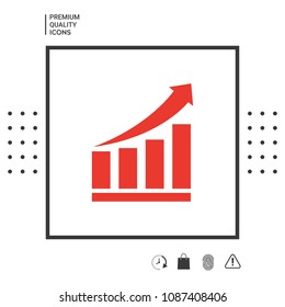 Growing bars graphic icon with rising arrow