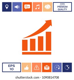 Growing bars graphic icon with rising arrow