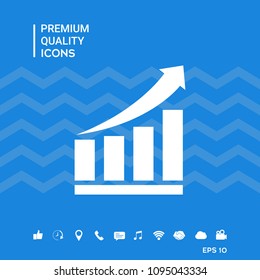 Growing bars graphic icon with rising arrow