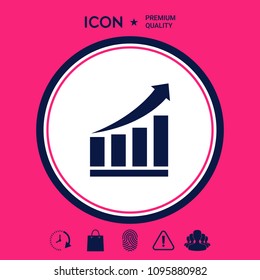 Growing bars graphic icon with rising arrow