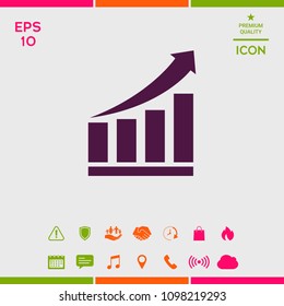 Growing bars graphic icon with rising arrow