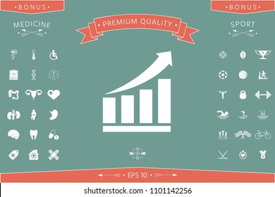 Growing bars graphic icon with rising arrow