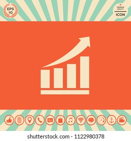 Growing bars graphic icon with rising arrow