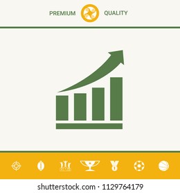 Growing bars graphic icon with rising arrow