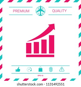 Growing bars graphic icon with rising arrow
