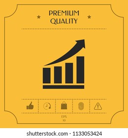 Growing bars graphic icon with rising arrow