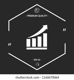 Growing bars graphic icon with rising arrow