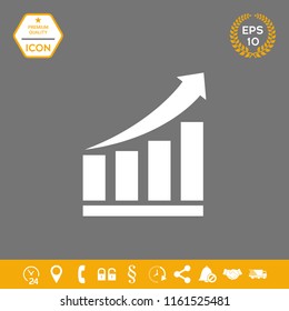 Growing bars graphic icon with rising arrow