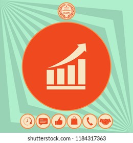 Growing bars graphic icon with rising arrow