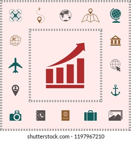 Growing bars graphic icon with rising arrow
