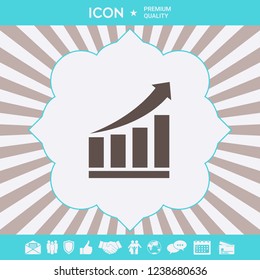 Growing bars graphic icon with rising arrow. Graphic elements for your design