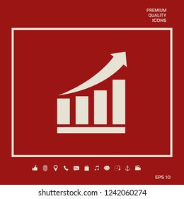 Growing bars graphic icon with rising arrow. Graphic elements for your design