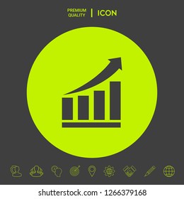 Growing bars graphic icon with rising arrow. Graphic elements for your design