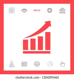 Growing bars graphic icon with rising arrow. Graphic elements for your design