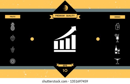 Growing bars graphic icon with rising arrow. Graphic elements for your design