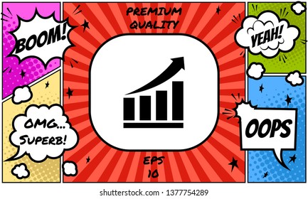 Growing bars graphic icon with rising arrow. Graphic elements for your design