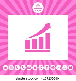 Growing bars graphic icon with rising arrow. Graphic elements for your design
