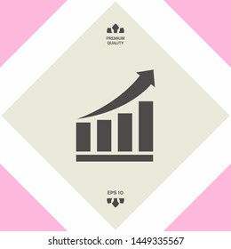 Growing bars graphic icon with rising arrow. Graphic elements for your design