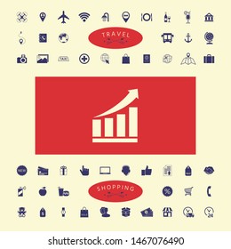 Growing bars graphic icon with rising arrow. Graphic elements for your design