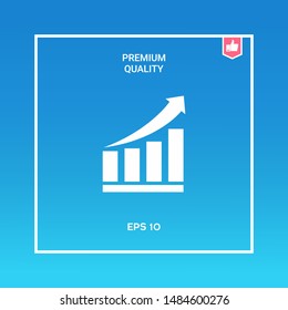Growing bars graphic icon with rising arrow. Graphic elements for your design
