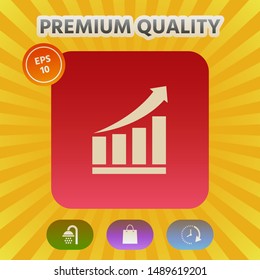 Growing bars graphic icon with rising arrow. Graphic elements for your design