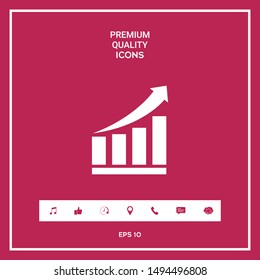 Growing bars graphic icon with rising arrow. Graphic elements for your design