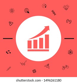Growing bars graphic icon with rising arrow. Graphic elements for your design