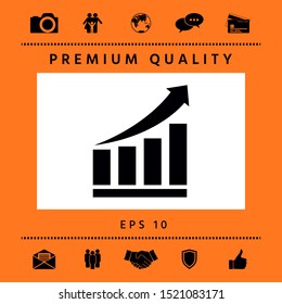 Growing bars graphic icon with rising arrow. Graphic elements for your design