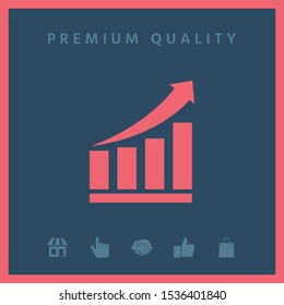 Growing bars graphic icon with rising arrow. Graphic elements for your design