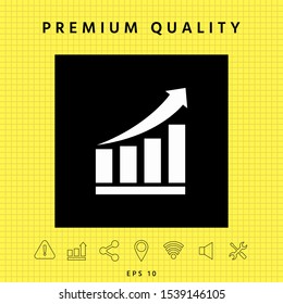Growing bars graphic icon with rising arrow. Graphic elements for your design