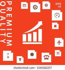 Growing bars graphic icon with rising arrow. Graphic elements for your design