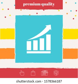 Growing bars graphic icon with rising arrow. Graphic elements for your design