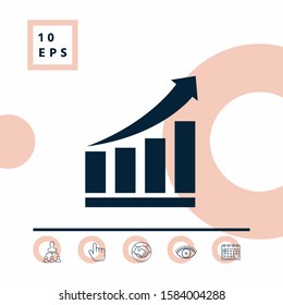 Growing bars graphic icon with rising arrow. Graphic elements for your design